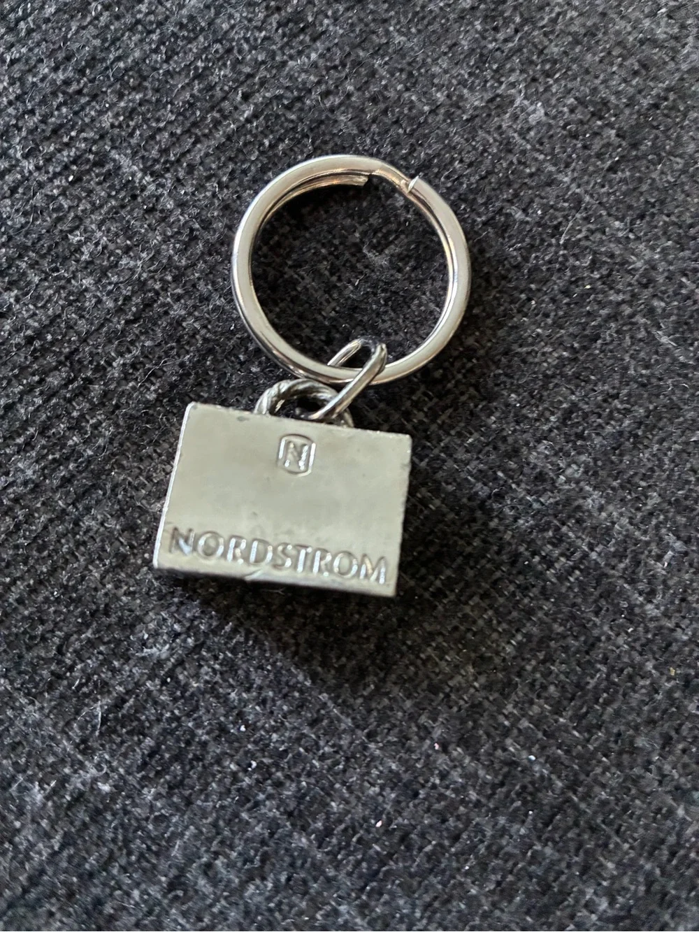 Nordstrom Silver Shopping Bag Key Ring